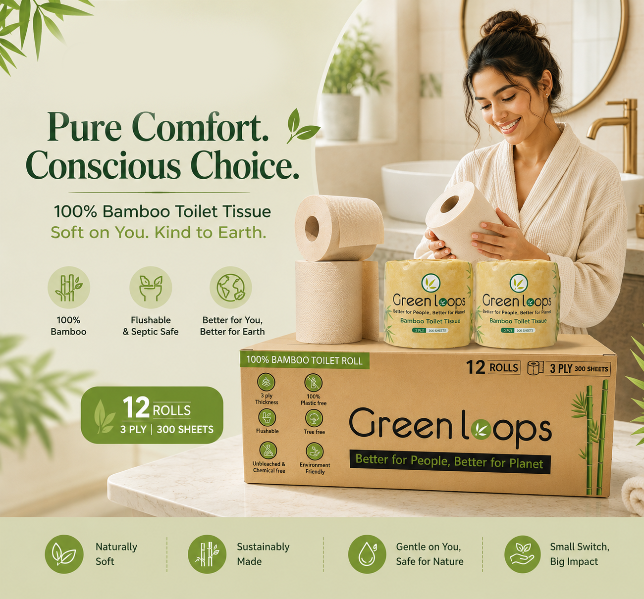 Bamboo Toilet Paper Roll