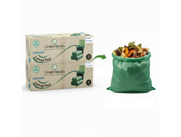Compostable Garbage Bag Small -17x19inches - 30bags -15Bag/Roll