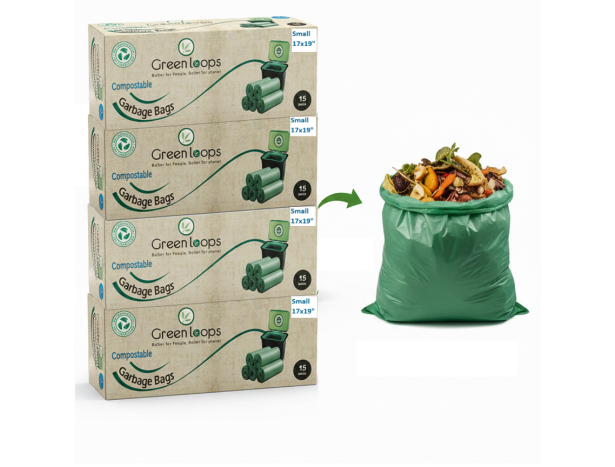 Compostable Garbage Bag Small-17x19inches - 60bags -15Bag/Roll