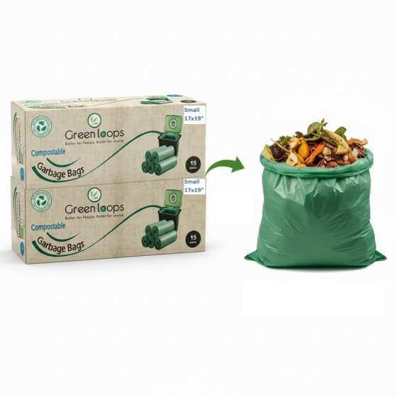 Compostable Garbage Bag Small -17x19inches - 30bags -15Bag/Roll