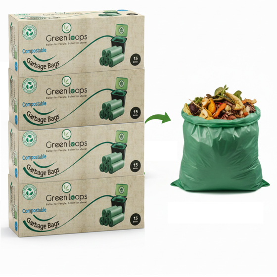 Compostable Garbage Bag Medium -19x21inches - 60bags -15Bag/Roll