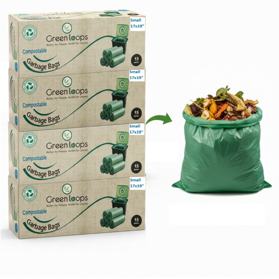 Compostable Garbage Bag Small-17x19inches - 60bags -15Bag/Roll